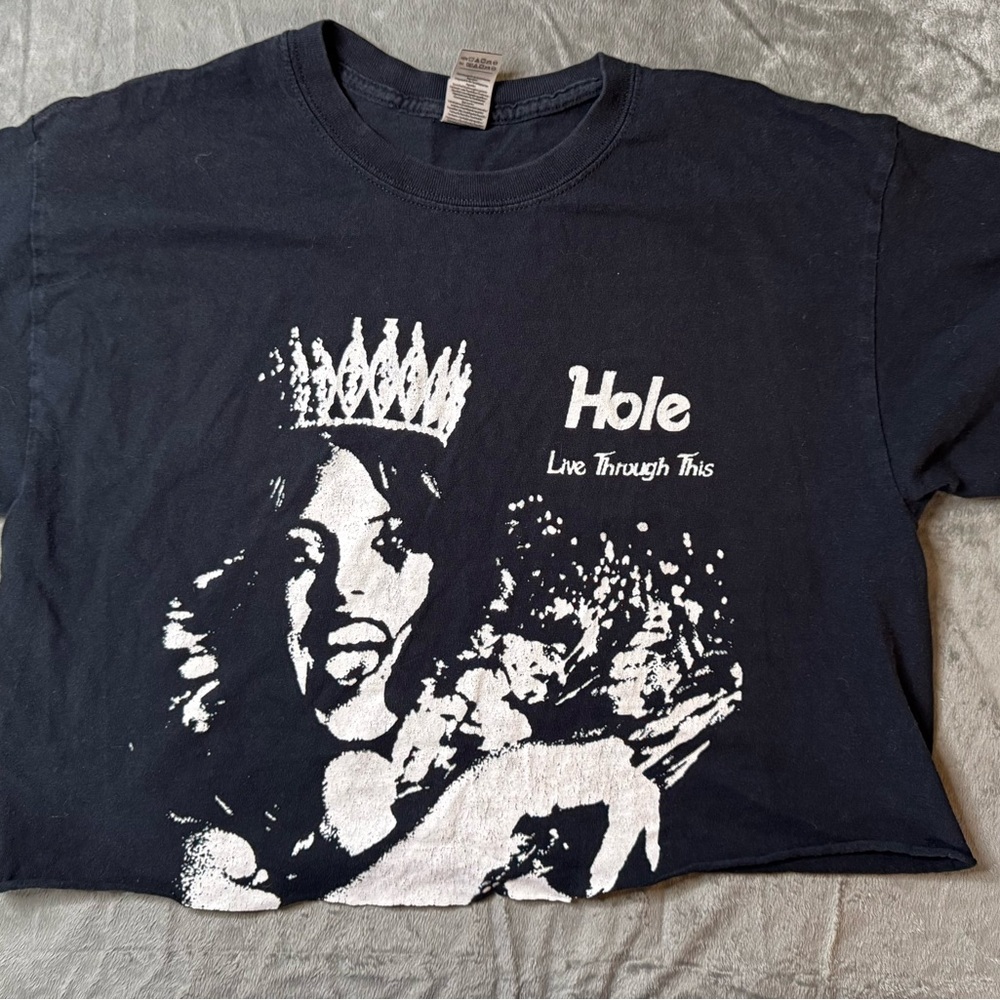 Black Graphic Tee with White Print
